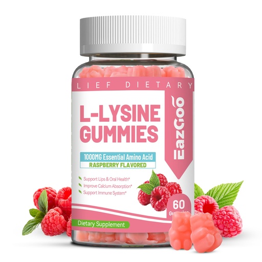 [BRSRABL2BV5AY3DK] L-Lysine 1000mg Gummies, Chewable Lysine Supplement for Adults, Lysine Gummies for Lip Health, Immune Support- Vegan, Gluten-Free, Sugar-Free, 60 Counts