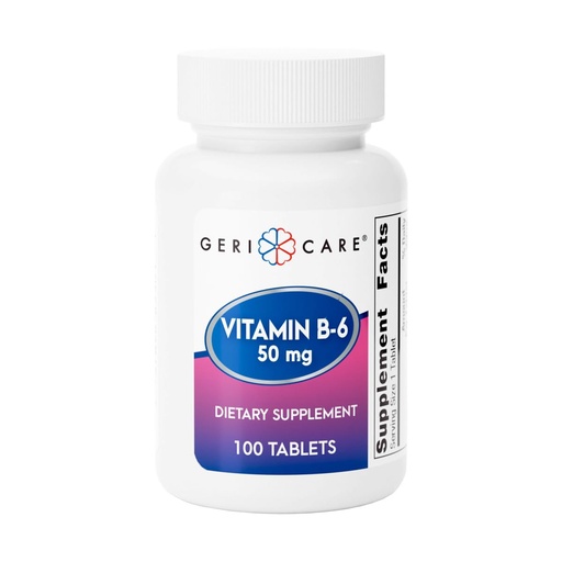 [BRSRACY3PMORGETU] GeriCare Vitamin B-6 50mg Daily Nutritional Support for Healthy Brain Function, Helps Metabolism, Energy and Nervous System Health, 100 Count (Pack of 1)
