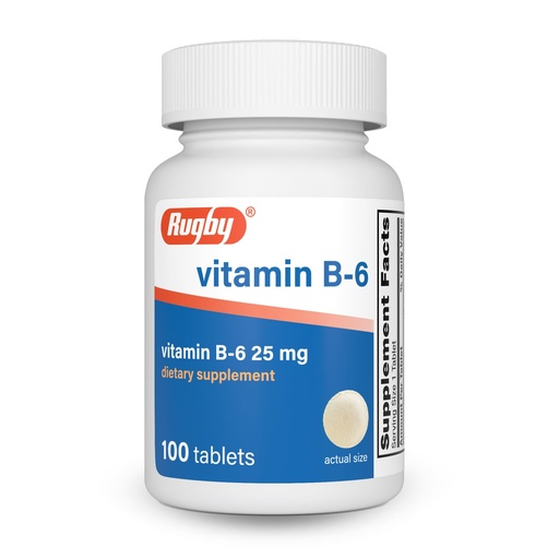 [BRSWIZD5OYMBAF36] Rugby Vitamin B-6 Tablets - 25mg of Vitamin B6 - Dietary Supplement - 100 Count (1 Pack)