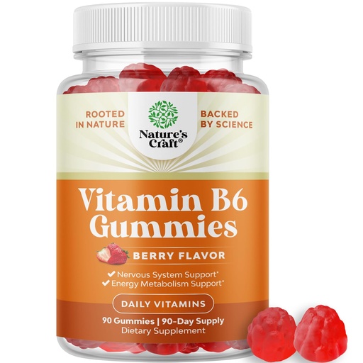 [BRSRAA3QCACA2YL3] Potent Vitamin B6 Gummies for Adults - Vitamin B6 50mg Per Serving Gummy Vitamins for Women and Men for Immune Nerve and Mood Support - Vegan Kosher B6 Vitamins Gummies for Women and Men - 90 count