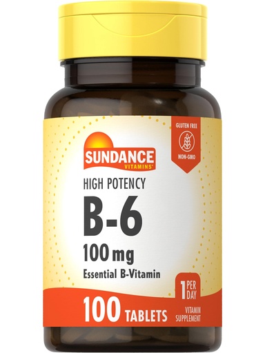 [BRSWG2QQAUOWKHQ7] Sundance Vitamin B-6 100mg | 100 Tablets | High Potency Formula | Essential B-Vitamin | Vegetarian, Non-GMO & Gluten Free Formula