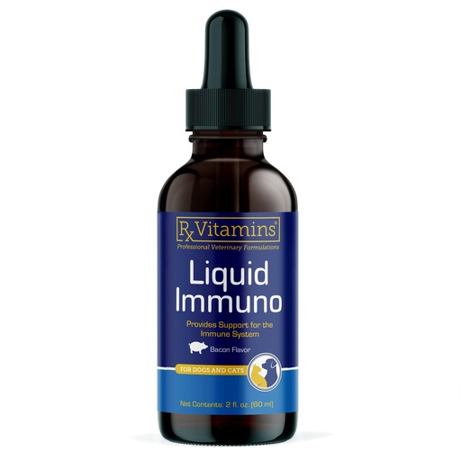 [BRSREYAEDMIQ4EI3] Rx Vitamins Liquid Immuno - with L-Lysine for Cats and Dog Health - Reishi Mushroom Supplement for Dogs & Cat Immune Support - Vitamins and Eye Supplements with Lutein - Bacon (2oz)