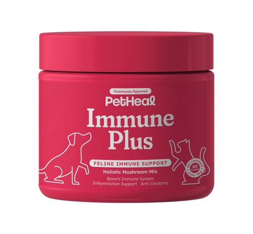 [BRSRABD6BENGOFAZ] PetHeal Immune Plus Chews for Cats - Vet-Reviewed - Boosts Immunity & Liver Health with Turkey Tail, Reishi & Milk Thistle | Promotes Shiny Coat & Reduces Lumps | 60 Chicken-Flavored Soft Chews