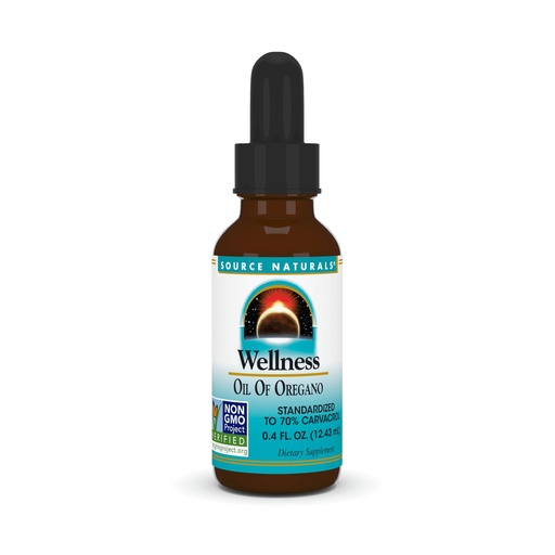 [BRSWIYQYOV6B6234] Source Naturals Wellness Oil of Oregano, Standardized to 70% Carvacrol, Non GMO - 0.4 Fluid oz - May Provide Support to the Immune System*