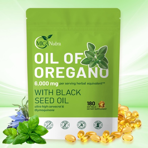 [BRSRGCY3BZ6GEFL4] Oil of Oregano Capsules, Balanced Oil of Oregano with Black Seed Oil, Organic OreganoOil Softgels,Carvacrol,Thymoquinone, Non-GMO (180count (Pack of 1))