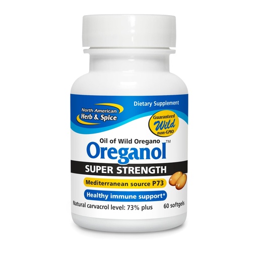 [BRSWIYQKB56R4EY5] NORTH AMERICAN HERB & SPICE Super Strength Oreganol P73, 60 Softgels - Immune System Support - Vegan Friendly Wild Oregano - Non-GMO - 60 Servings