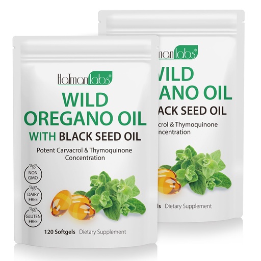 [BRSREYD2BAHGGAAZ] Oregano Oil Capsules Organic, 2 in 1 Oil of Oregano with Black Seed Oil 240 Count, Oregano Oil Supplement Capsules, Organic Oil of Oregano Extract, Non-GMO, Gluten Free
