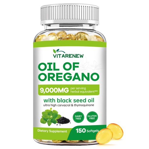[BRSRECQNBV7BMGT2] Oil of Oregano with Black Seed Oil, 150 Softgels | 2-in-1 Powerful Synergy for Immune Support | High Potency Carvacrol & Thymoquinone, Plant Based & Non-GMO