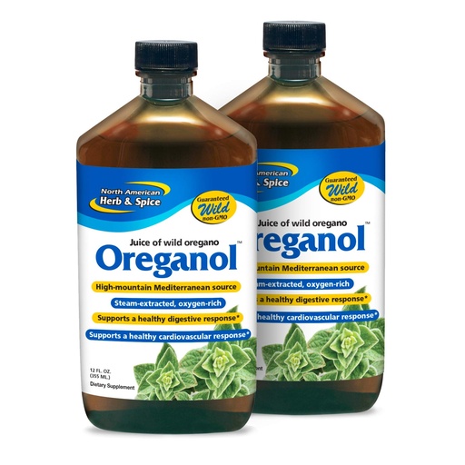 [BRSWYAYNCMHA2HLA] NORTH AMERICAN HERB & SPICE Oreganol P73 Juice - 12 fl oz - Pack of 2 - Wild Oregano Oil - Heart & Digestive Health - Kidney, Pancreas & Liver Support - Non-GMO - 173 Total Servings