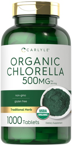 [BRSRMCQ5BYNWKELF] Carlyle Chlorella Tablets Organic 500 mg | 1000 Count | Vegetarian, Non-GMO, and Gluten Free Supplement