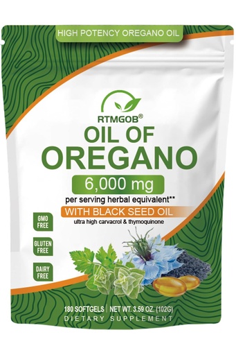 [BRSRGFIQCR7QECI3] Oil of Oregano Softgels with Black Seed Oil Supplements,2 in 1 Oregano Supplement for Immune Health |Retains High Concentrated Carvacrol & Thymoquinone,Non-GMO-180 Softgels