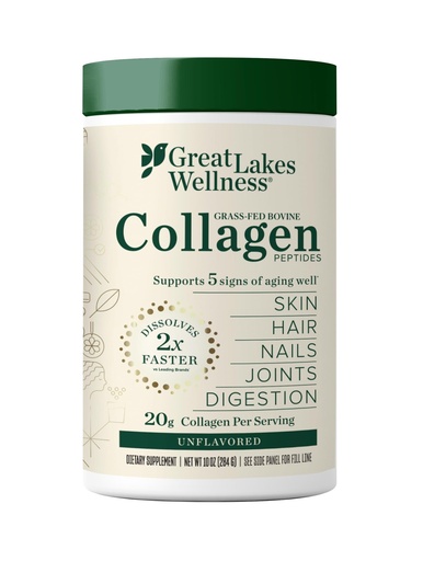 [BRSWGCYLA4PBMHQU] Great Lakes Wellness Collagen Peptides Powder – Supports Skin, Hair, Nails, Joints & Digestion – Hydrolyzed, Quick Dissolve, Non-GMO, Keto & Kosher – Pure Collagen Protein (10 oz, 14 Servings)