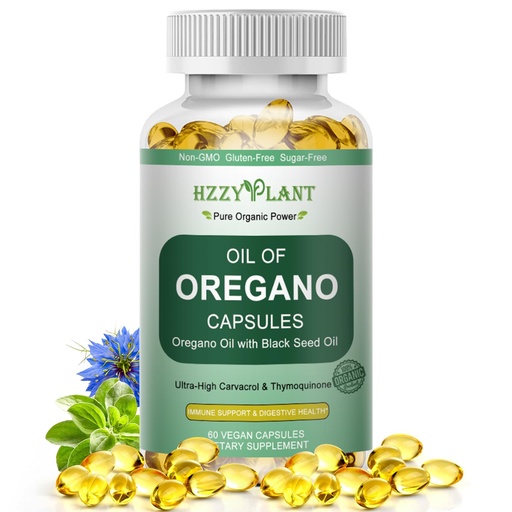 [BRSRACAOOB6QGYIU] Oil of Oregano with Black Seed Oil Softgels, High Absorption Organic Oregano Oil Capsules for Immune Support Digestive Health Antioxidant, Concentrated Carvacrol & Thymoquinone, Vegan, 2 Month Supply