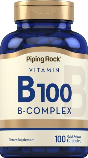 [BRSWIFDQAYPBOGQ3] 管道摇滚维生素B-100 复合体 | 100 Capsules | 维生素B12,B1,B2,B6 | Non-GMO,Gluten Free Supplement