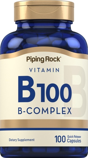 [BRSWIFDQAYPBOGQ3] Piping Rock Vitamin B-100 Complex | 100 Capsules | Vitamins B12, B1, B2, B6 | Non-GMO, Gluten Free Supplement
