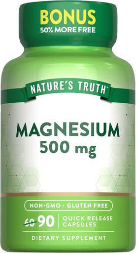 [BRSWICQBBBYQ42Y5] La verdad de la naturaleza Magnesium Oxide 500mg Capsules ← 90 Conde ← No Gluten Suplemento de alta resistencia