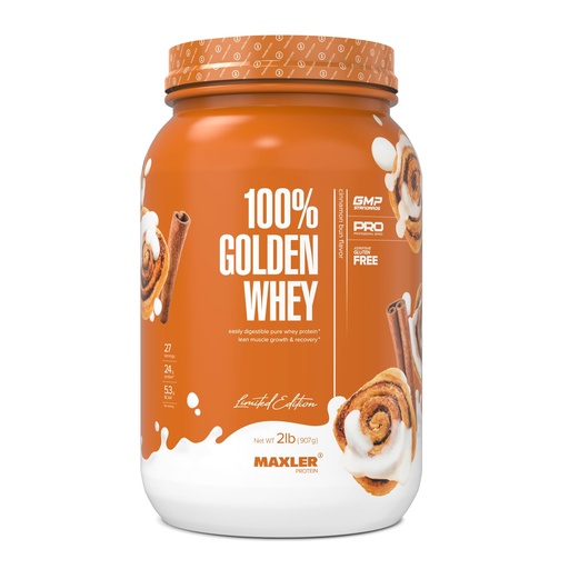 [BRSROEIQCQFAYCLO] Maxler 100% Golden Whey Protein - 24g of Protein per Serving - Whey Protein Powder for Pre Post Workout - Fast-Absorbing Whey Concentrate, Isolate & Hydrolysate Blend - Cinnamon Bun 2 lb