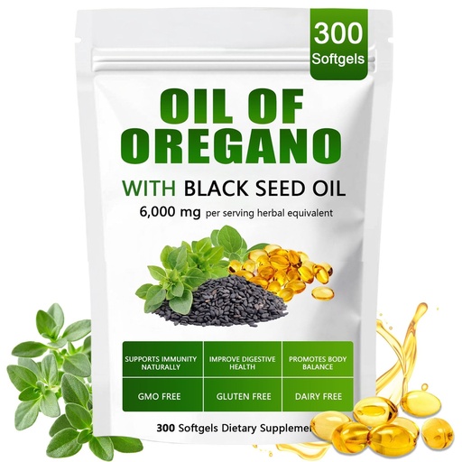 [BRSREFABAV7RQAL7] Orgatics Oil of Oregano with Black Seed Oil, Oregano Oil Capsules Organic, Pure & Natural Supplement, Immune Support | Improving Gut Health | Smoothing Skin, Non-GMO, Gluten Free - 300 Softgels