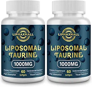 [BRSROATQBEFBO23F] Liposomal Taurine Supplement 1000mg, High Absorption Amino Acid for Heart, Nerve, Brain, Visual (60 Softgels - 2 Pack)