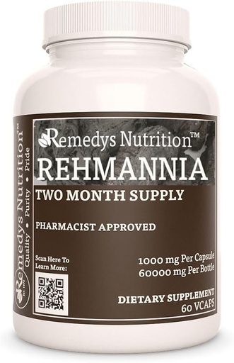 [BRSWYZQTOICBAYA2] Remedy's nutrition Rehmannia Root - 1,000 mg, 60 Vegan Capsules Herbal Dietary Supplement - 2 Month Supply