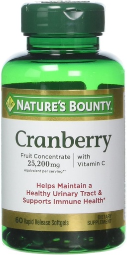[BRSWKFIYCUNBMELM] Nature's Bounty Cranberry with Vitamin C, 25,200 mg, 60 Softgels (Pack of 3)