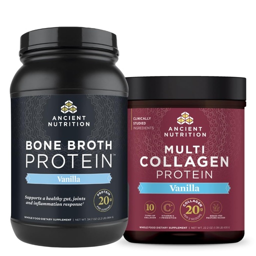[BRSRAGQ6OAIQY3LU] Ancient Nutrition Bone Broth Protein Powder, Vanilla, 40 Servings + Multi Collagen Protein Powder, Vanilla, 60 Servings