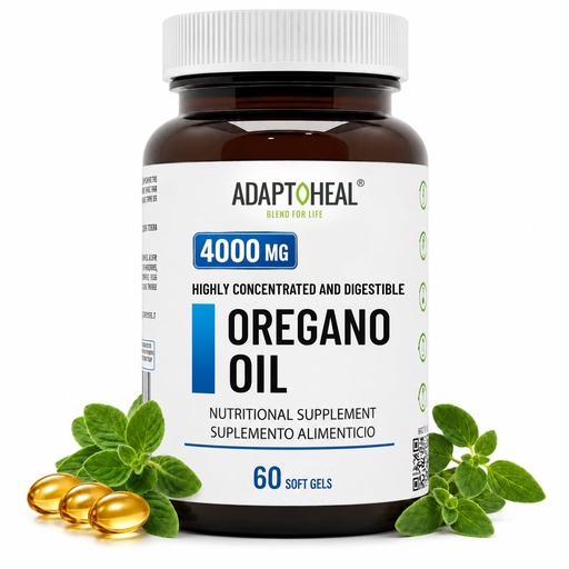 [BRSRAATYBF7GCYI2] ADAPTOHEAL Oil of Oregano 4000mg, 60 Softgels – High Potency Oregano Oil Supplement with 15% Carvacrol – Immune & Digestive Support – Extra Virgin Olive Oil Base - Gluten Free