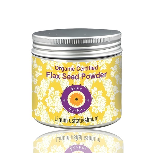 [BRSRMZD2CQFROALJ] Deve Herbes Pure Flax Seed Powder (Linum usitatissimum) Organic Certified Natural Therapeutic Grade 100 gm (3.5 oz)