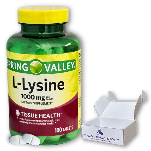 [BRSROYIDCADQADLA] L lysine 1000mg- Essential Amino Acid Tablets, 100ct (Pack of 1), Boxed By Fusion Shop Store