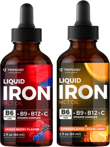 [BRSRA2YNDIDQEEIU] Liquid Iron Supplement, Iron Drops, Women and Men, B6, B9, B12, Vitamin C, Anemia, Blood Builder, Folate, Red Blood Cell, Immune Support, MCT Oil, Citrus, Mixed Berry