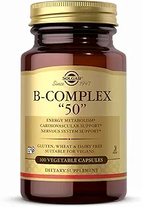 [BRSWIZAAAF7BYFDU] Solgar B-Complex “50” - 100 Vegetable Capsules - Energy Metabolism & Nervous System Support - Non-GMO, Vegan, Gluten Free - 100 Servings
