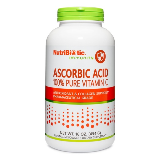 [BRSWIZQPOIDREYAV] NutriBiotic Ascorbic Acid Vitamin C Powder, 16 Oz | Pharmaceutical Grade L-Ascorbic Acid, 2000 Mg Per Serving | Essential Immune & Antioxidant Collagen Support Supplement | Vegan, Gluten & GMO Free