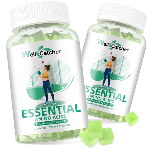 [BRSRAEABAAAWOCDK] EAA Gummies Essential Amino Acids - 60 Days Supply All 9 Essential Aminos and All Branched-Chain Aminos (BCAAs) Sugar Free with Muscle Recovery Energy Support Non GMO Green Apple Flavor
