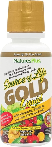 [BRSWIYILBJ4GO3T2] Natures Plus Fuente de Vida Gold Multivitamin Liquid - 8 oz - con Vitaminas D3, B12 & K2 - Sangre, Hueso &amp; Soporte Inmunitario - Vegetariano &amp; Gluten Gratis - 8 Servimientos