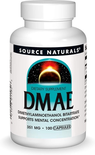 [BRSWIY3ZDEPB4HLY] מקור טבעי DMAE, Dimethylaminoethanol Bitartrate - תומך ריכוז הנפש *, 351 מ"ג - 100 קפסולות