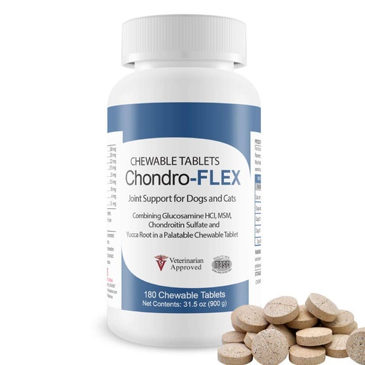 [BRSWKHYTAEIRYGDV] Chondro-Flex Joint Supplement for Dogs & Cats - Glucosamine, Chondroitin, MSM & Ester-C Formula - Supports Hip & Joint Health, Mobility & Cartilage Support - 180 Chewable Tablets