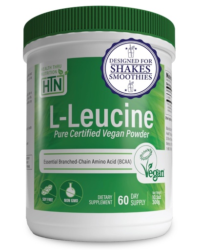 [BRSROYAYB5YROET2] Health Thru Nutrition Pure L-Leucine Powder 300g | Certified Vegan | Fermented | Non-GMO | Essential BCAA | 3rd Party Tested | 5 Grams per Serving | (60 Servings)
