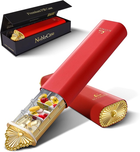 [BRSRAGQZCJYAIC32] Premium tedenske tablete Organizator, 7-dnevno kompaktne tablete Primer za torbice, Lahka zlata tablete tablete Aluminij Škatla za vitamine, Medicina, Dodatki, Luksuzno darilo Wellness