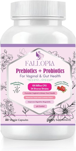 [BRSRAHQBOAHQK23F] Probiotics for Women 100 Billion CFU with Prebiotics, Digestive Enzymes, Cranberry, D-Mannose & Hibiscus – 34 Striin Feminine Care Supplement for Vaginal, Gut & Urinary Health & pH Balance Support