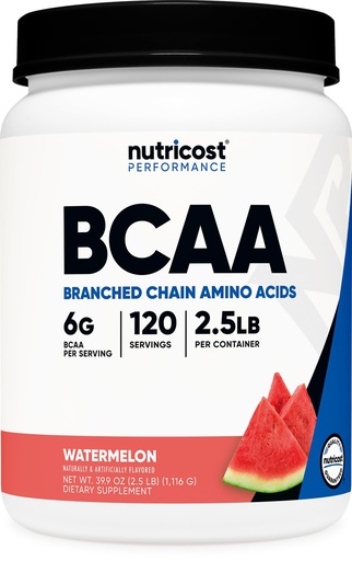 [BRSWGY3QPMCAMCAU] Nutricost BCAA Powder 2:1:1 (Watermelon, 120 Servings) - Gluten Free, Non-GMO, Vegetarian