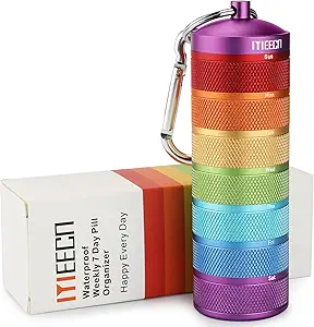 [BRSROZIFAUBAGGY2] Weekly Metal Pill Organizer for Outdoor Travel, Aluminum, Waterproof, That is Shockproof and Has Large Compartments for Storing Vitamins, Fish Oil, Emergency Pills