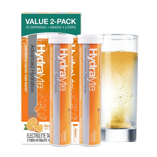 [BRSWKH35CEDQCADJ] Hydralyte Electrolyte Tablets | 40 Orange Electrolytes | Airplane Travel Essential for Rapid Rehydration | Hydration Tablets - Instant Dissolve Electrolytes (20 Servings, 2 Tablets Per Serve)