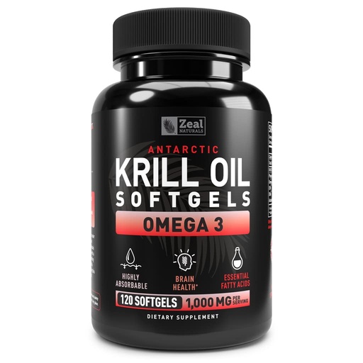 [BRSRMHQQO4HRG3QZ] Antarctic Krill Oil 1000mg (120 Softgels) Omega 3 Fish Oil Supplement with EPA, DHA & Astaxanthin - for Joint, Brain, and, Heart Support for Men and Women