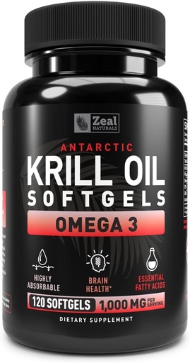[BRSRMHQQO4HRG3QZ] Antarktis Krill Oil 1000mg (120 Softgels) Omega 3 Fish Oil Supplement with EPA, DHA & Astaksantiini - for Joint, Brain, and, Heart Support for Men and Women