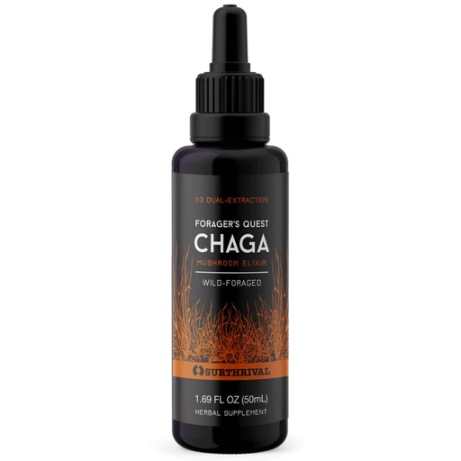 [BRSWIZQ6AYEBAEYV] Chaga Mushroom Extract, Forager's Quest, 50 Servings, Elixir, Nature’s Immune-Boosting Medicinal Mushroom, Wild Harvested in New England, Miron Glass Bottled, 50 mL