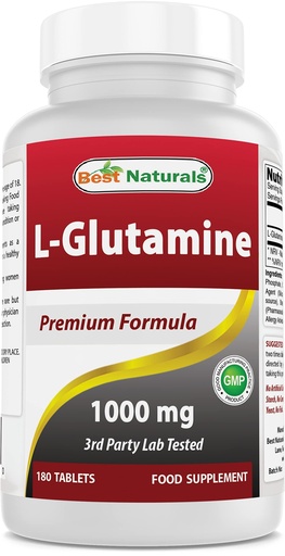 [BRSWKEA4PJ5AIEIZ] Best Naturals L-Glutamine 1000mg Fuel for Workout (Non-GMO) Tablets, 180 Count