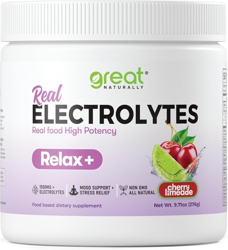 [BRSRA2QBAECRMC3P] Relax+ Cherry Limeade Calming Electrolyte Supplement: Hydration & Mood Support for Relaxation, Stress Relief, Adrenal & Cortisol Support - Glycine, L-Theanine, Lemon Balm - USA Made