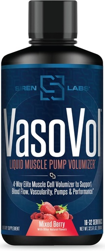 [BRSWGHT7BYOQ4F3Z] Vaso-VOL Liquid Muscle Pump Volumizer with Agmatine Sulfate - Pre Workout for Men to take Your Workouts to The Next Level with Vascularity and Performance (Mixed Berry)