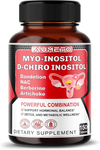 [BRSROAI2O4FWE2AZ] Myo-Inositol + D-Chiro Inositol – 150 cápsulas – con Folate, NAC, Berberine, CoQ10 y Detox Blend – Apoyo Saldo hormonal y bienestar metabólico – No GMO, Gluten-Free