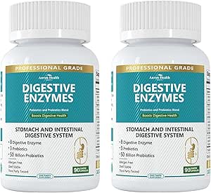 [BRSRAH33OUNWCYDH] 800mg Digestive Enzymes for Men and Women with Probiotics & Prebiotics, 8 Key Enzymes, Protease, Amylase & Lipase | 180 Capsules - A 60-Day Supply for Bloating & Gas Relief - Non-GMO